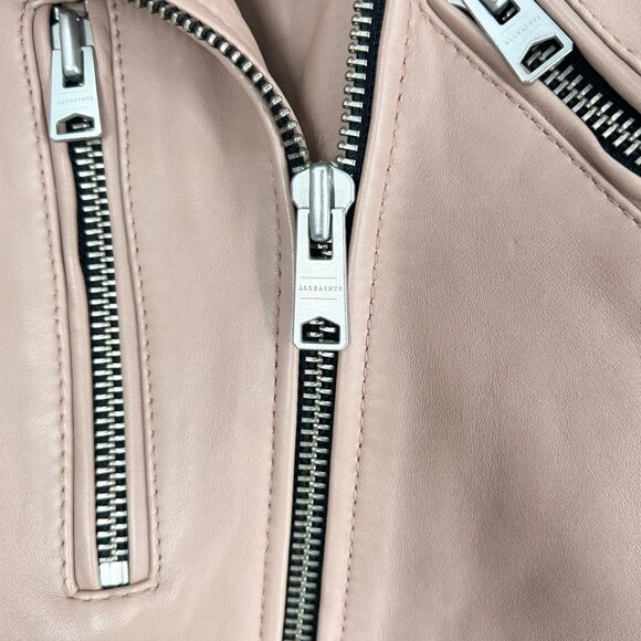 All Saints Fern Leather Biker Jacket - Picture 6 of 8